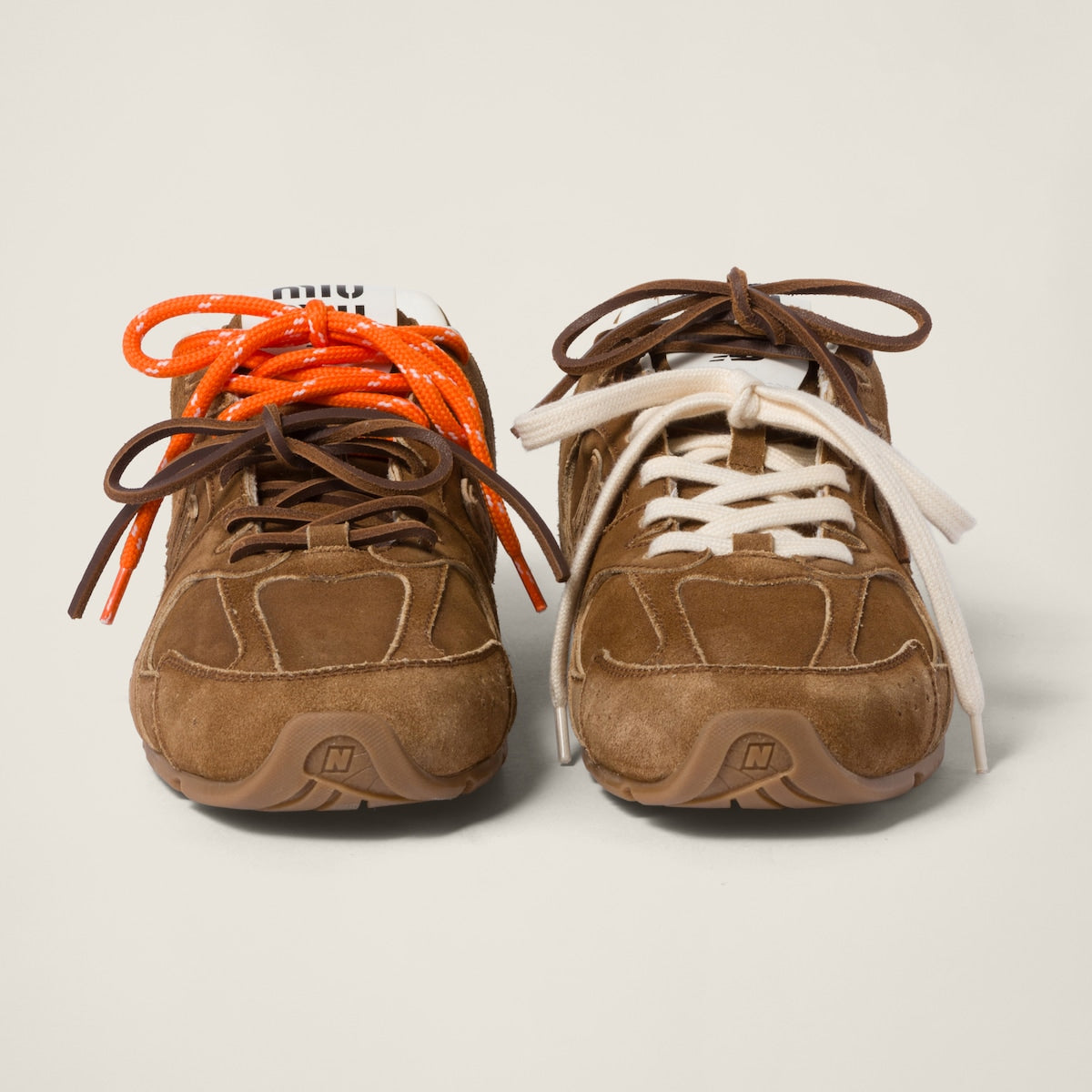 NB (WMNS) x Miu Miu 530 SL Suede and Mesh Sneakers Orange Laces